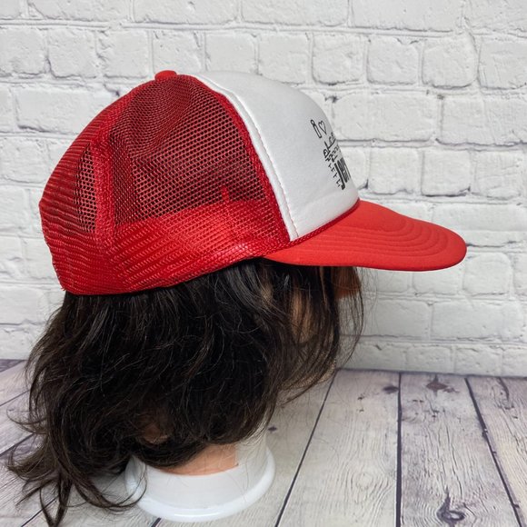 Vintage Trucker Hat Mesh Cap Snapback Red White I Love Jerusalem Graphic Print - Picture 4 of 9